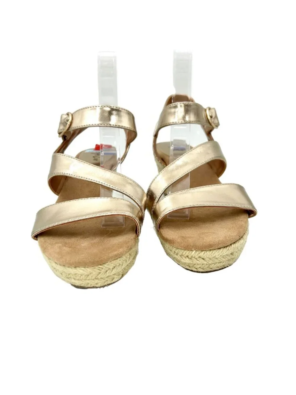 NWT STYLE & CO XENAA METALLIC GOLD WEDGE ESPADRILLES SANDALS HEELS - 7.5